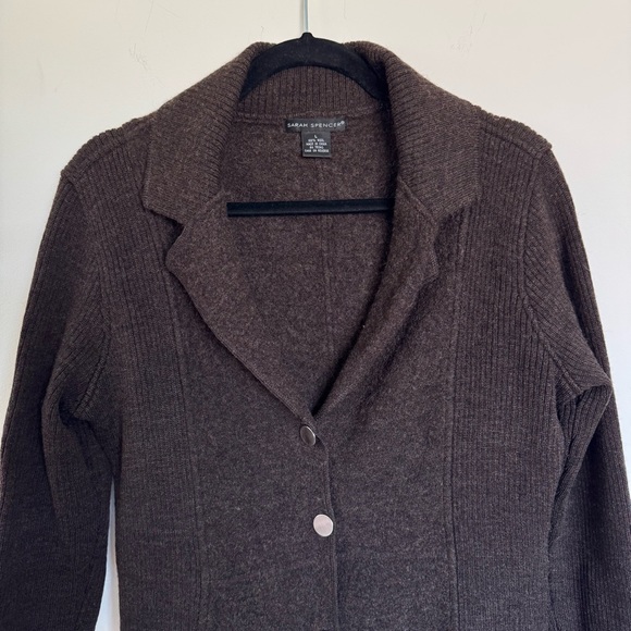 Sarah Spencer 100% Wool Knit Cardigan Size L - Picture 3 of 7